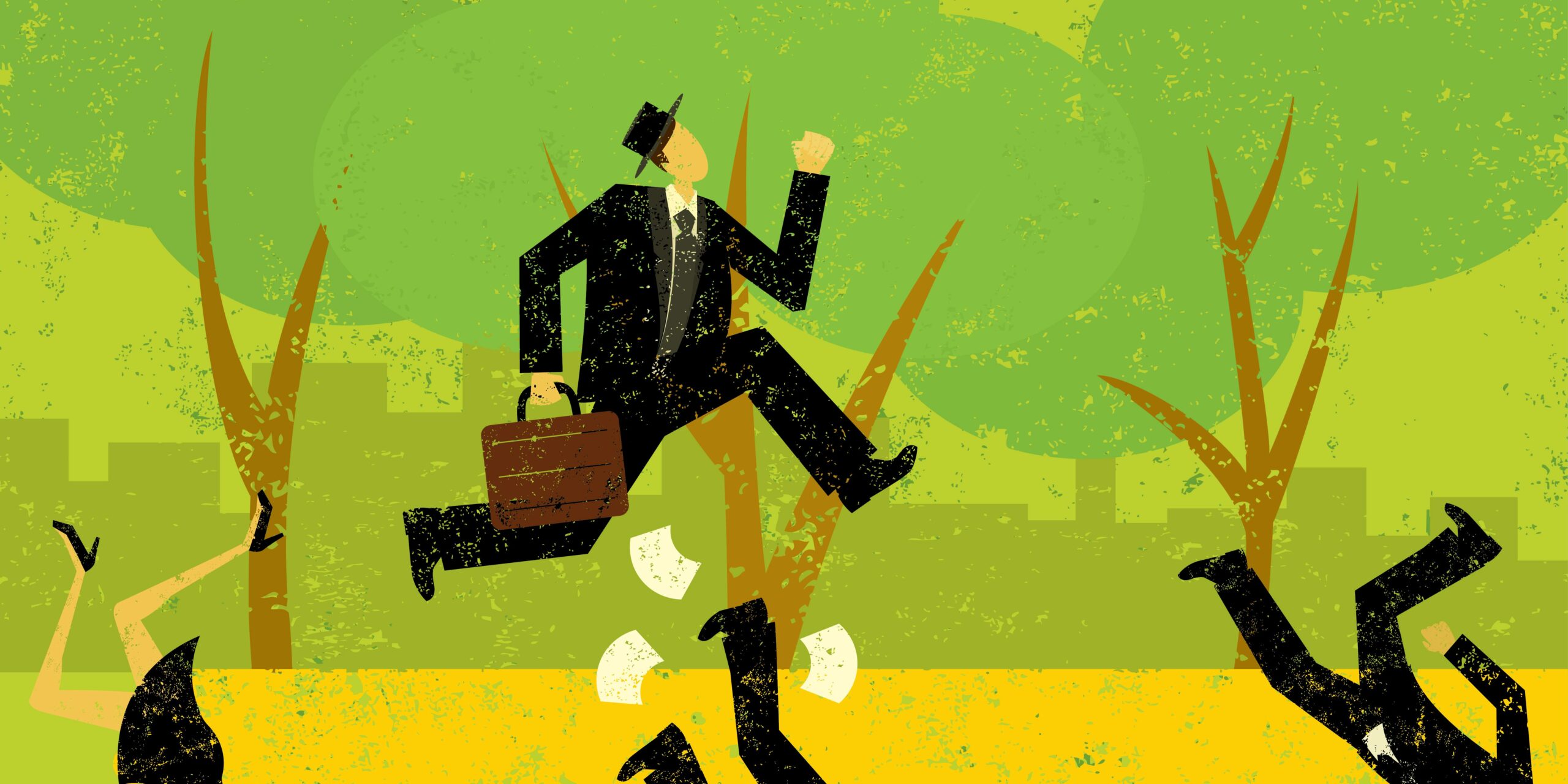 illustration of businessman in park