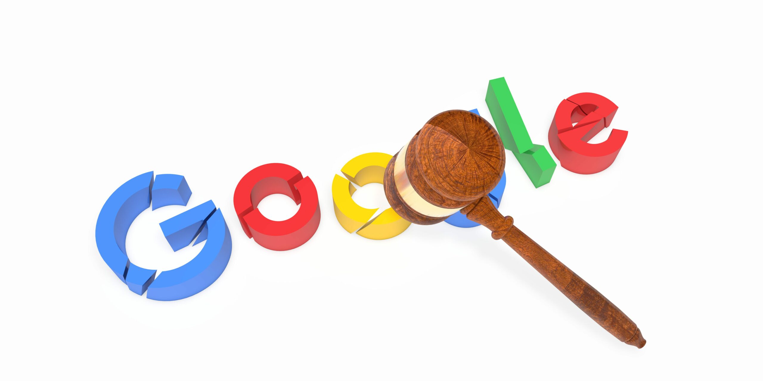 Google logo being smashed by gavel