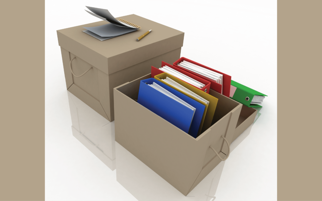 3d render of files in box