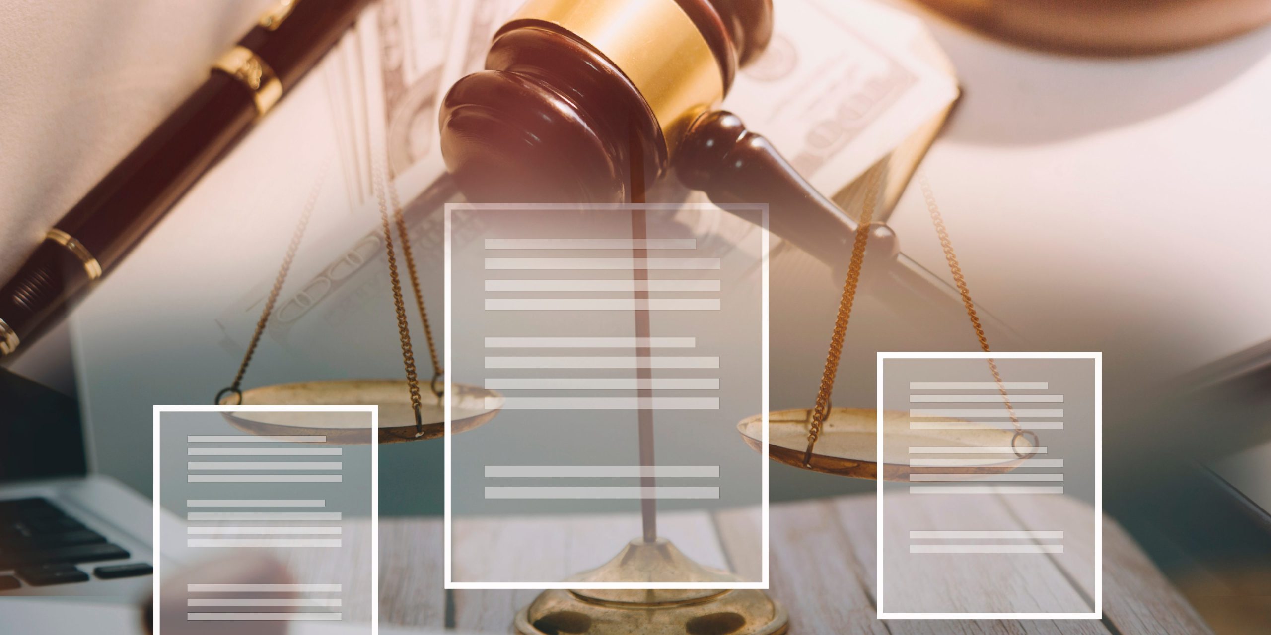 Gavel and digital document graphic