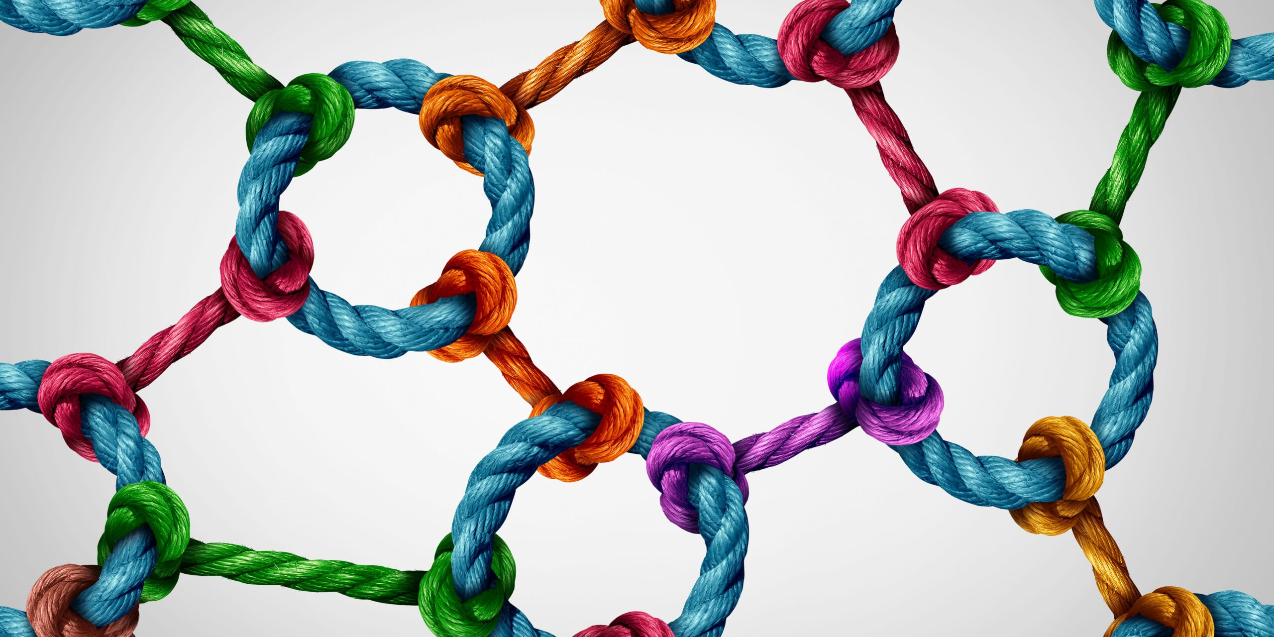 closeup of colored rope rings