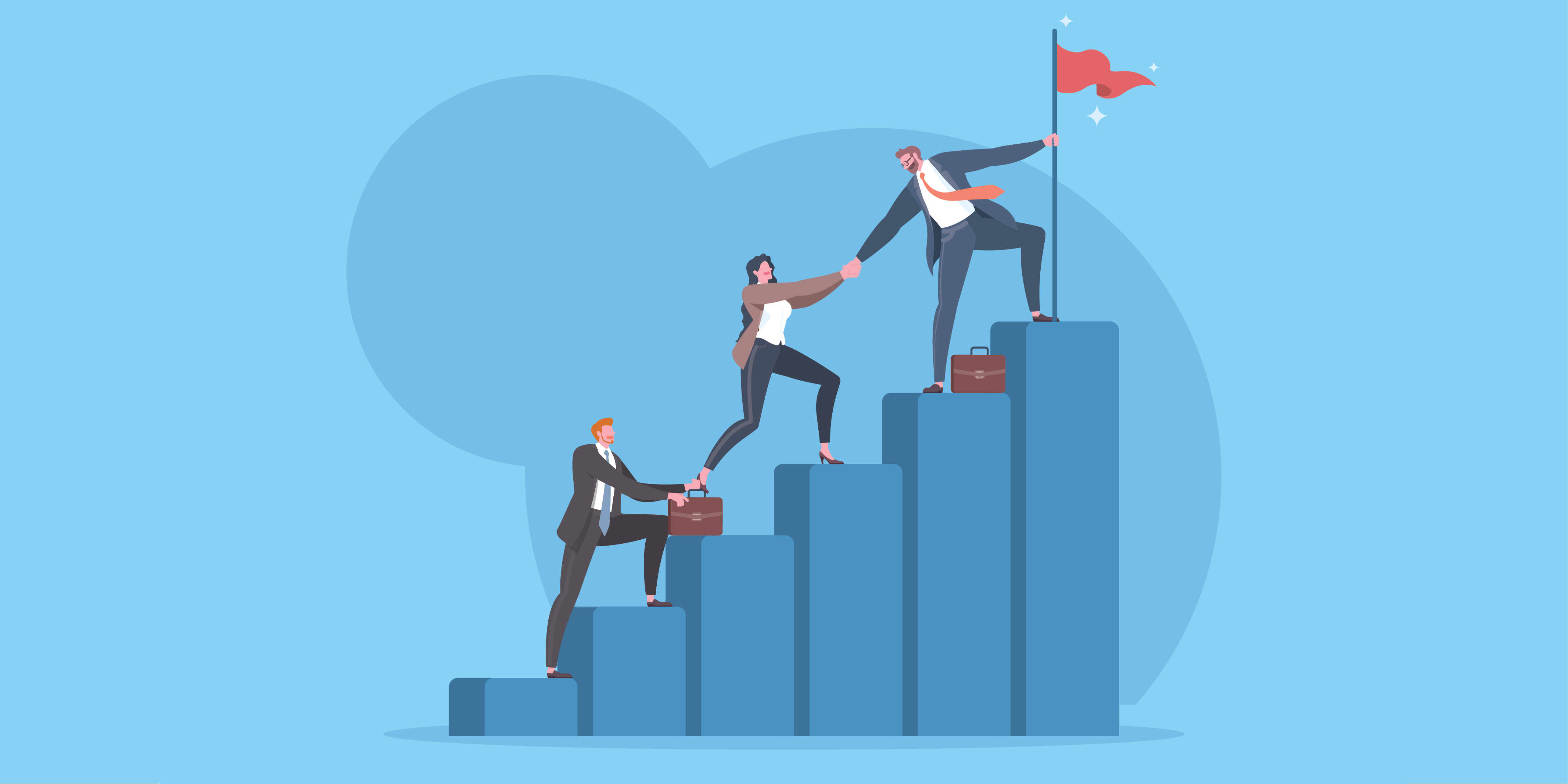 Businessmen ascending graph