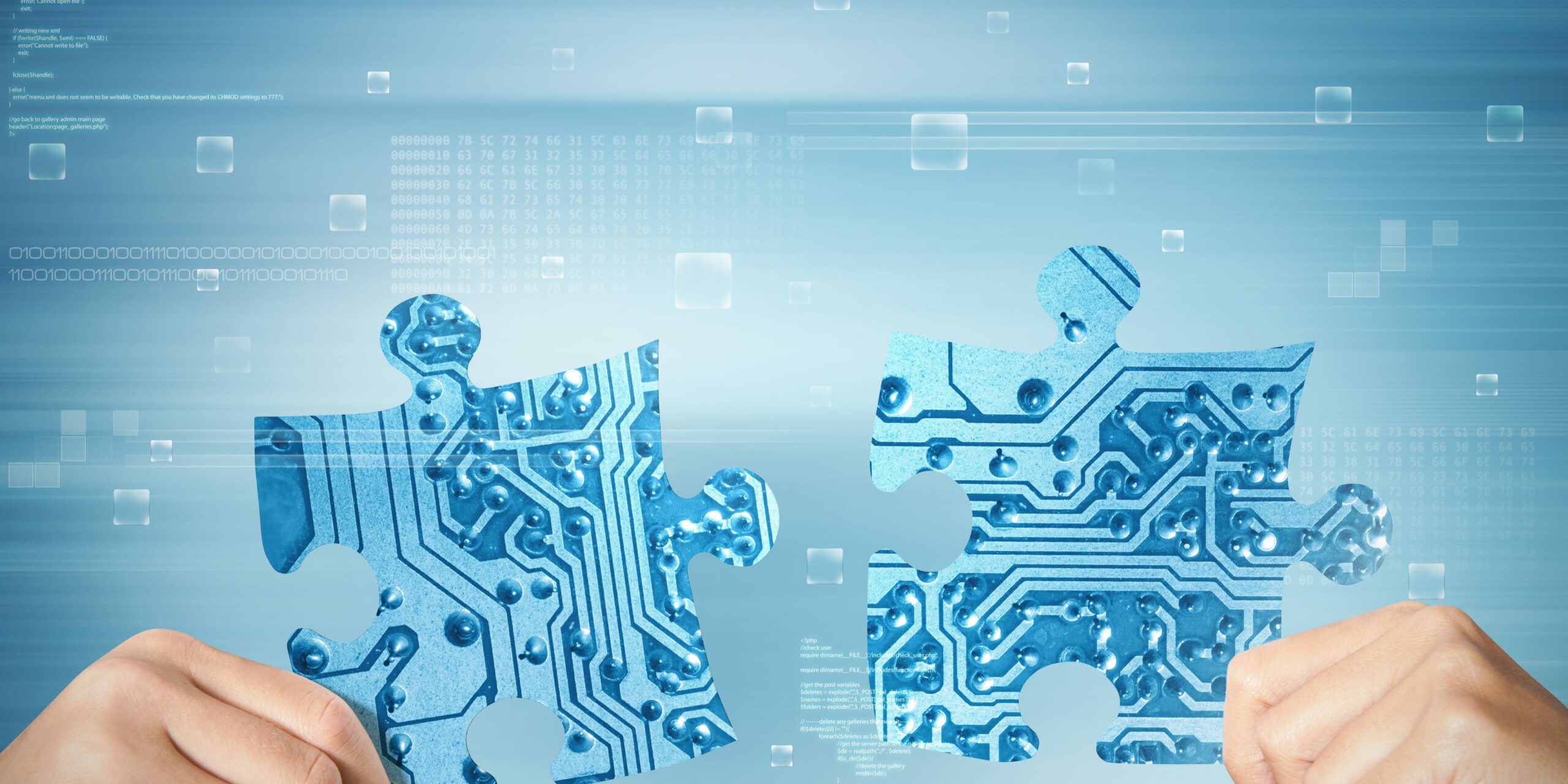 hands holding digital puzzle piece