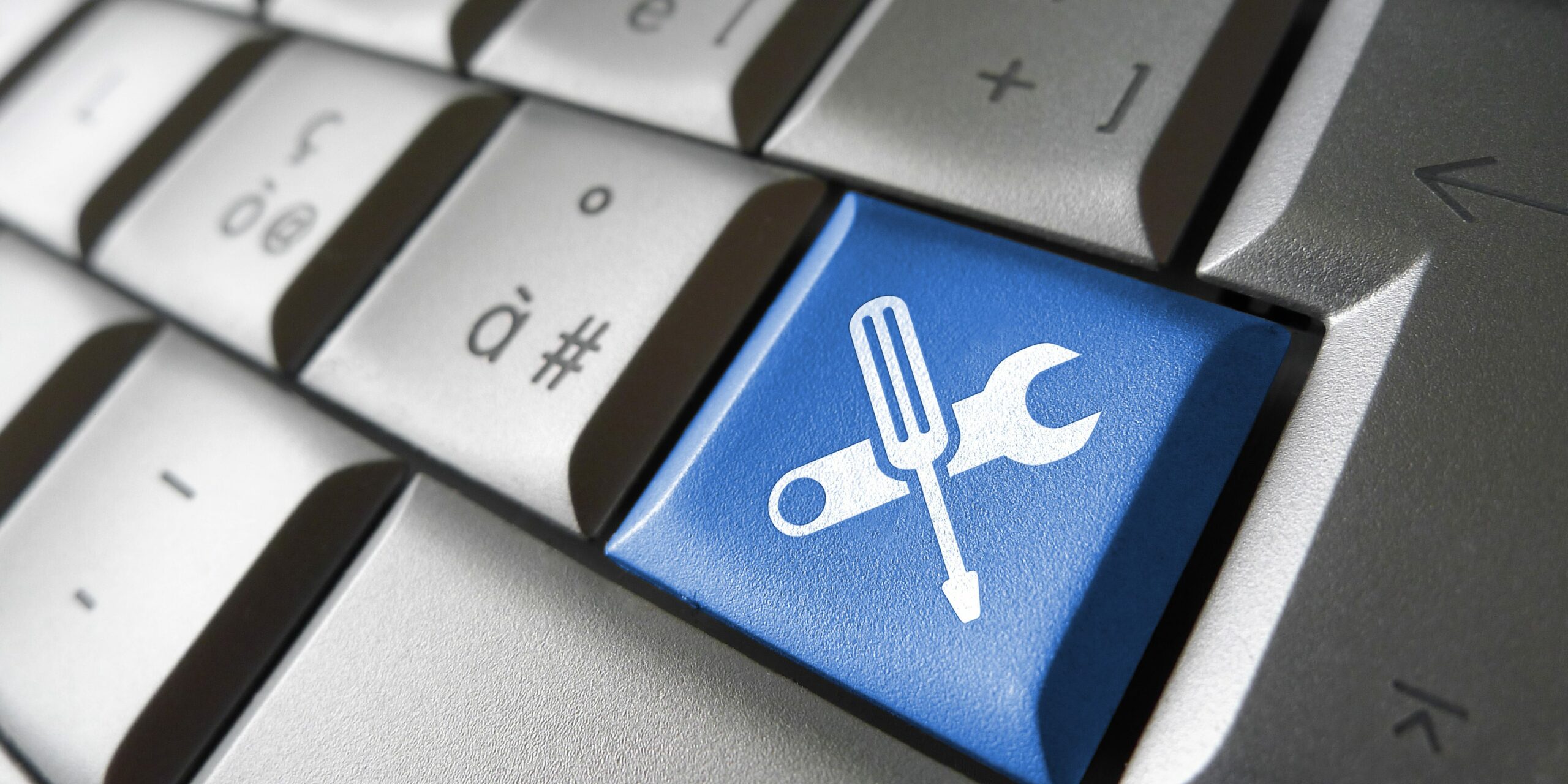 Closeup of utility key on keyboard