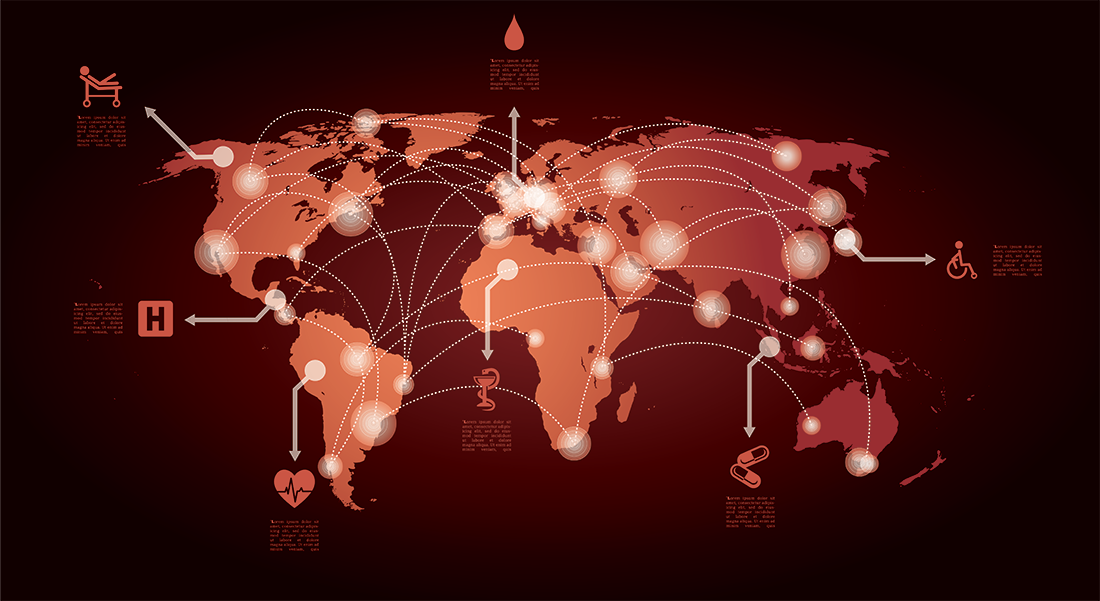 World health map. foreign access to U.S. health data